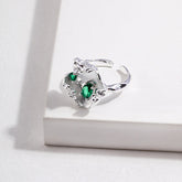 Etoilelier Bague en Argent Sterling 925, Bague de Déclaration, Bague en Zircon Vert, Bague réglable, Argent/Or